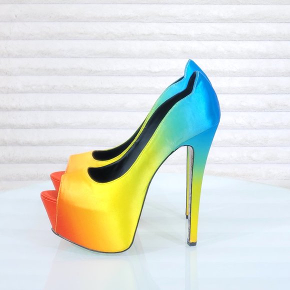 Tiki Gaga Colorful Satin Upper Open Toe Graphic Print Sole Platform Shoes - Picture 13 of 14